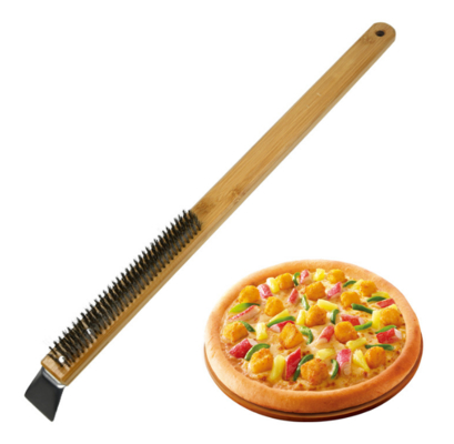 Extended Wooden Handle Pizza Brush, Pizza Cleaning Brush, Wooden Baking Utensils