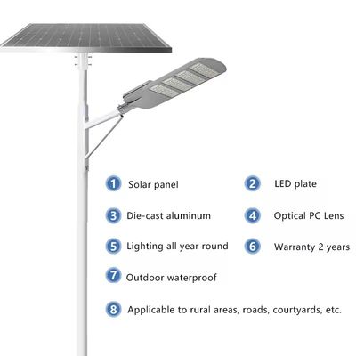 3 Years Warranty Aluminum Solar Street Light Polysilicon Panel IP65 Waterproof 50w 100w 150w 200w Split Led Solar Street