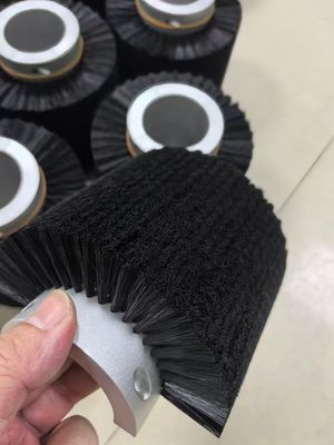 Aluminum Base Cylinder Shaft Black Nylon Roller Brush For Cleaning