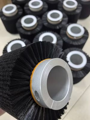 Aluminum Base Cylinder Shaft Black Nylon Roller Brush For Cleaning
