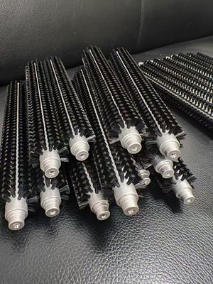 Aluminum Base Cylinder Shaft Black Nylon Roller Brush For Cleaning