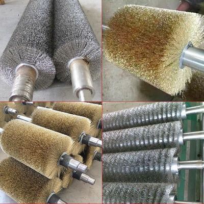 Metal Deburring Steel Wire Roller Sanding and Polishing Rust Removal Brush Stainless Steel & Brass Wire Bristle Material