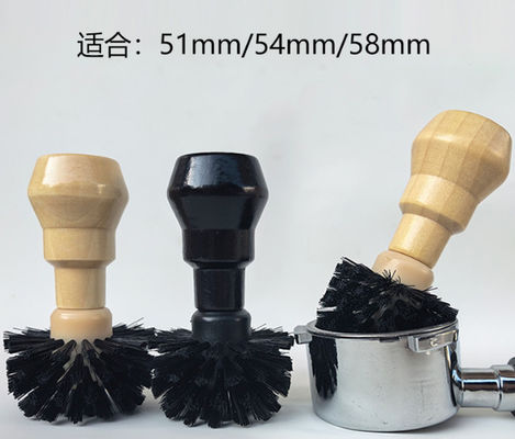 Coffee Machine Powder Bowl Cleaning Brush Solid Wood Handle
