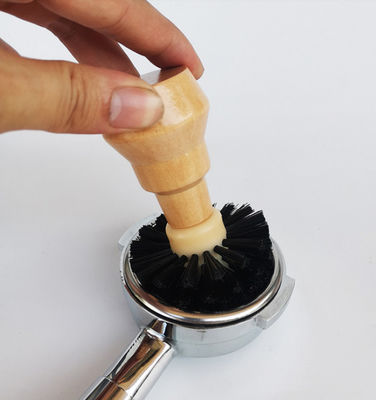 Coffee Machine Powder Bowl Cleaning Brush Solid Wood Handle