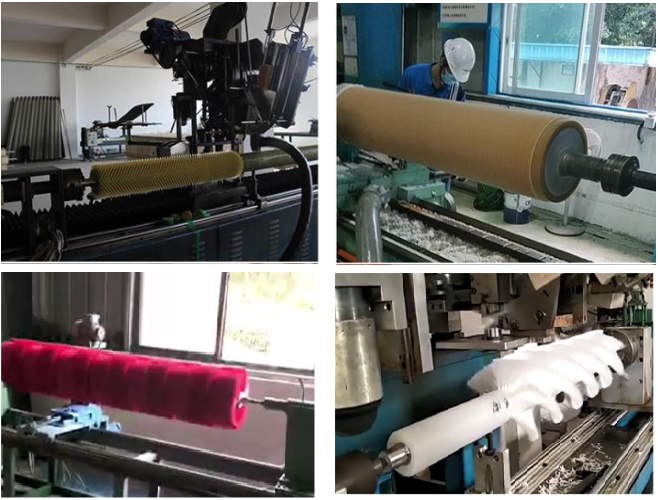 ROSH Stainless Steel Shaft Nylon Bristle Cylindrical Roller Brush