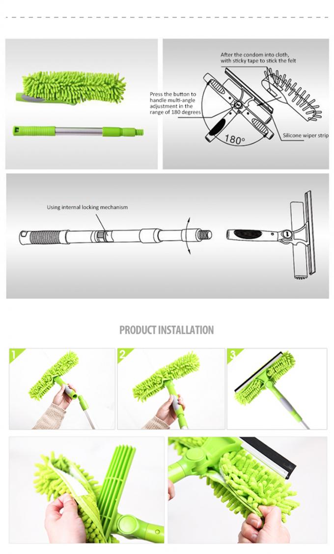Aluminium Glass Cleaning Brush Window Cleaner Rotatable Telescopic